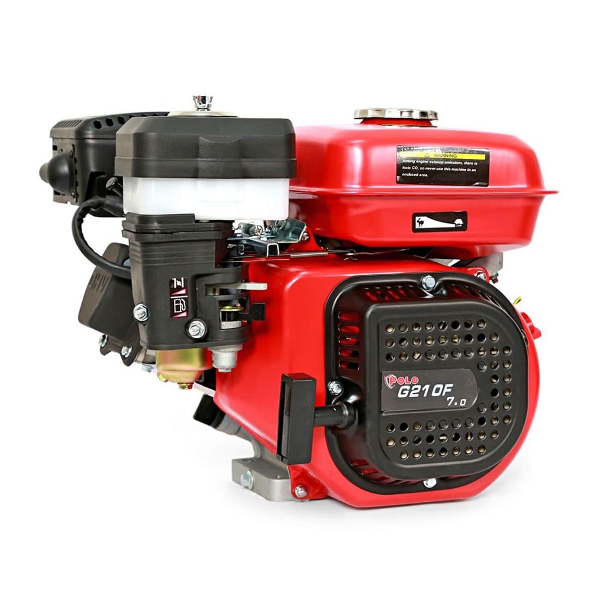 POLO เครื่องยนต์ เบนซิน 4 จังหวะ กำลังเครื่องยนต์ 7.0 แรงม้า รุ่น G210F ความจุกระบอกสูบ 208 ซีซี ถังน้ำมัน 3.6 ลิตร สตาร์ทมือ (โปโล)