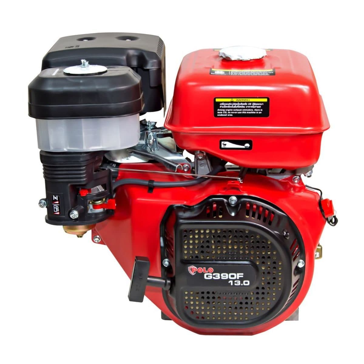 POLO เครื่องยนต์อเนกประสงค์ เบนซิน ขนาด 13.0 แรงม้า รุ่น G390F สตาร์ทมือ 4 จังหวะ สูบเดี่ยว ความจุกระบอกสูบ 389 ซีซี แรงบิด 21 Nm. ขนาดถังน้
