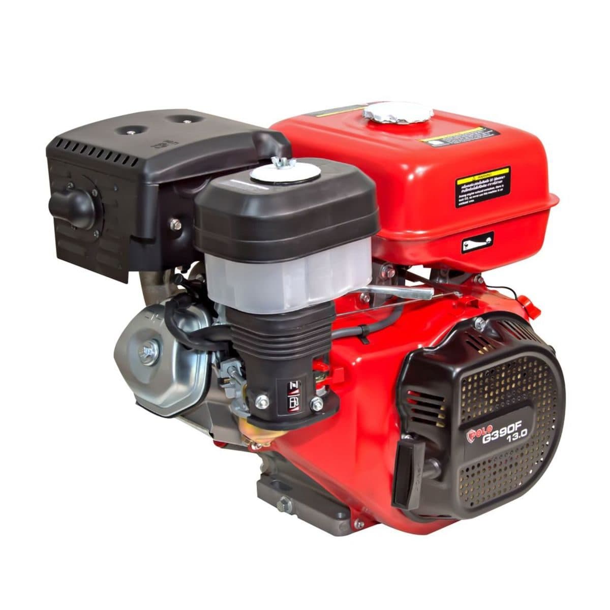 POLO เครื่องยนต์อเนกประสงค์ เบนซิน ขนาด 13.0 แรงม้า รุ่น G390F สตาร์ทมือ 4 จังหวะ สูบเดี่ยว ความจุกระบอกสูบ 389 ซีซี แรงบิด 21 Nm. ขนาดถังน้