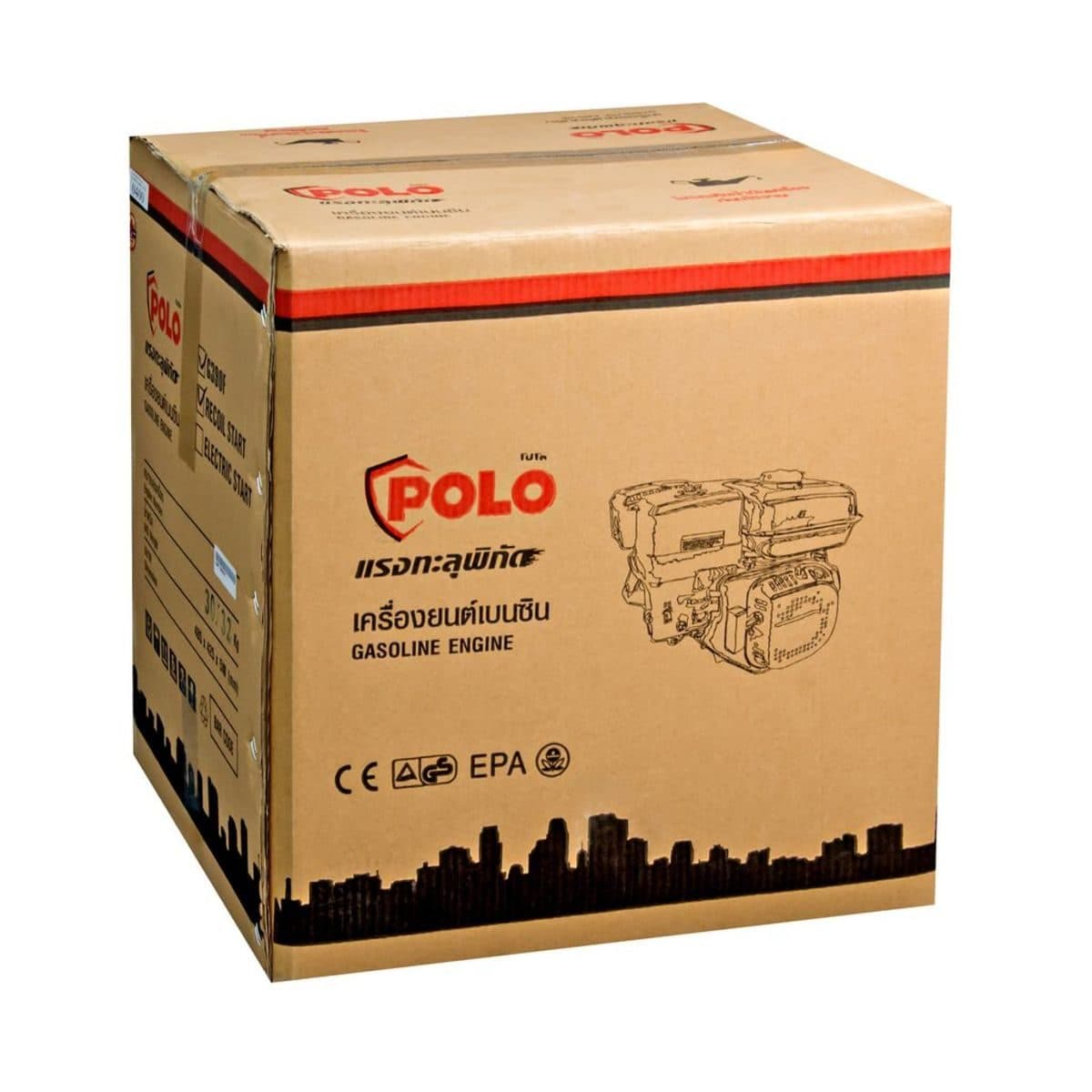 POLO เครื่องยนต์อเนกประสงค์ เบนซิน ขนาด 13.0 แรงม้า รุ่น G390F สตาร์ทมือ 4 จังหวะ สูบเดี่ยว ความจุกระบอกสูบ 389 ซีซี แรงบิด 21 Nm. ขนาดถังน้