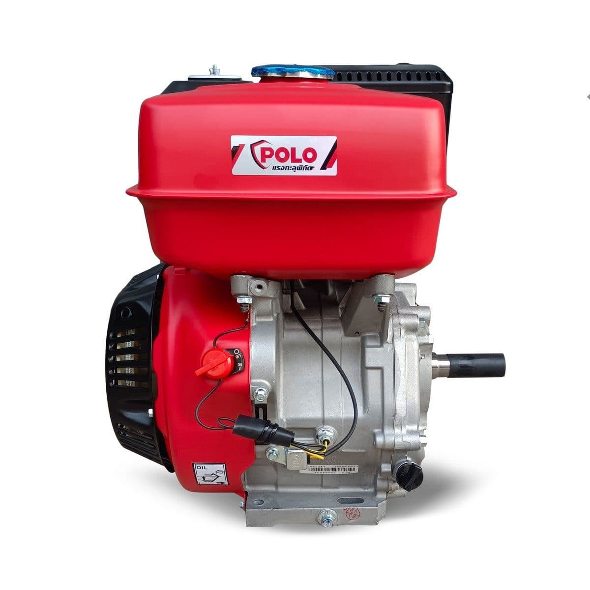 POLO เครื่องยนต์ เบนซิน 4 จังหวะ กำลังเครื่องยนต์ 14.0 แรงม้า รุ่น G410F ความจุกระบอกสูบ 420 ซีซี ถังน้ำมัน 6.5 ลิตร สตาร์ทมือ (โปโล)