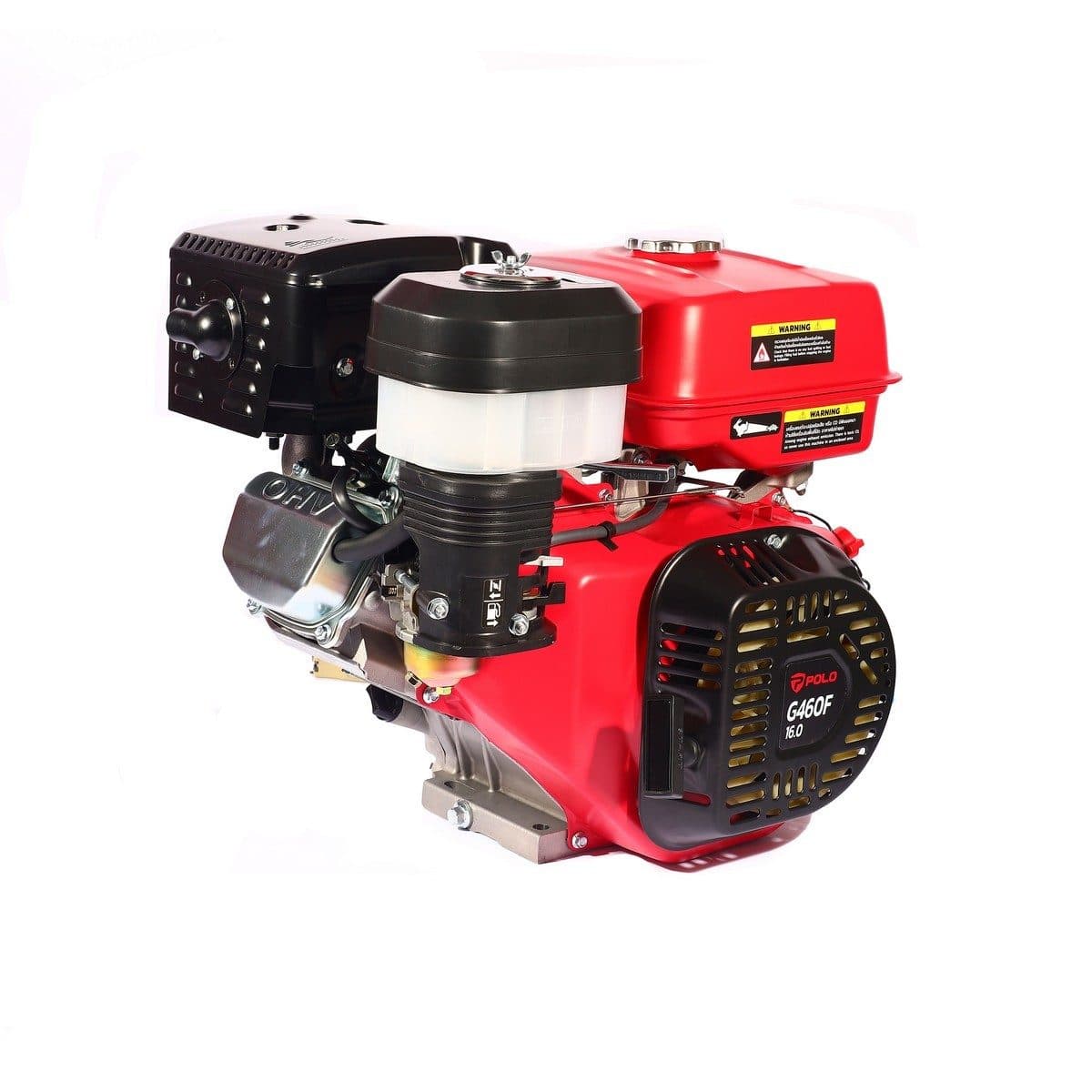 POLO เครื่องยนต์ เบนซิน 4 จังหวะ กำลังเครื่องยนต์ 16.0 แรงม้า รุ่น G460F กระบอกสูบ 458 ซีซี ถังน้ำมัน 6.5 ลิตร สตาร์ทมือ (โปโล)