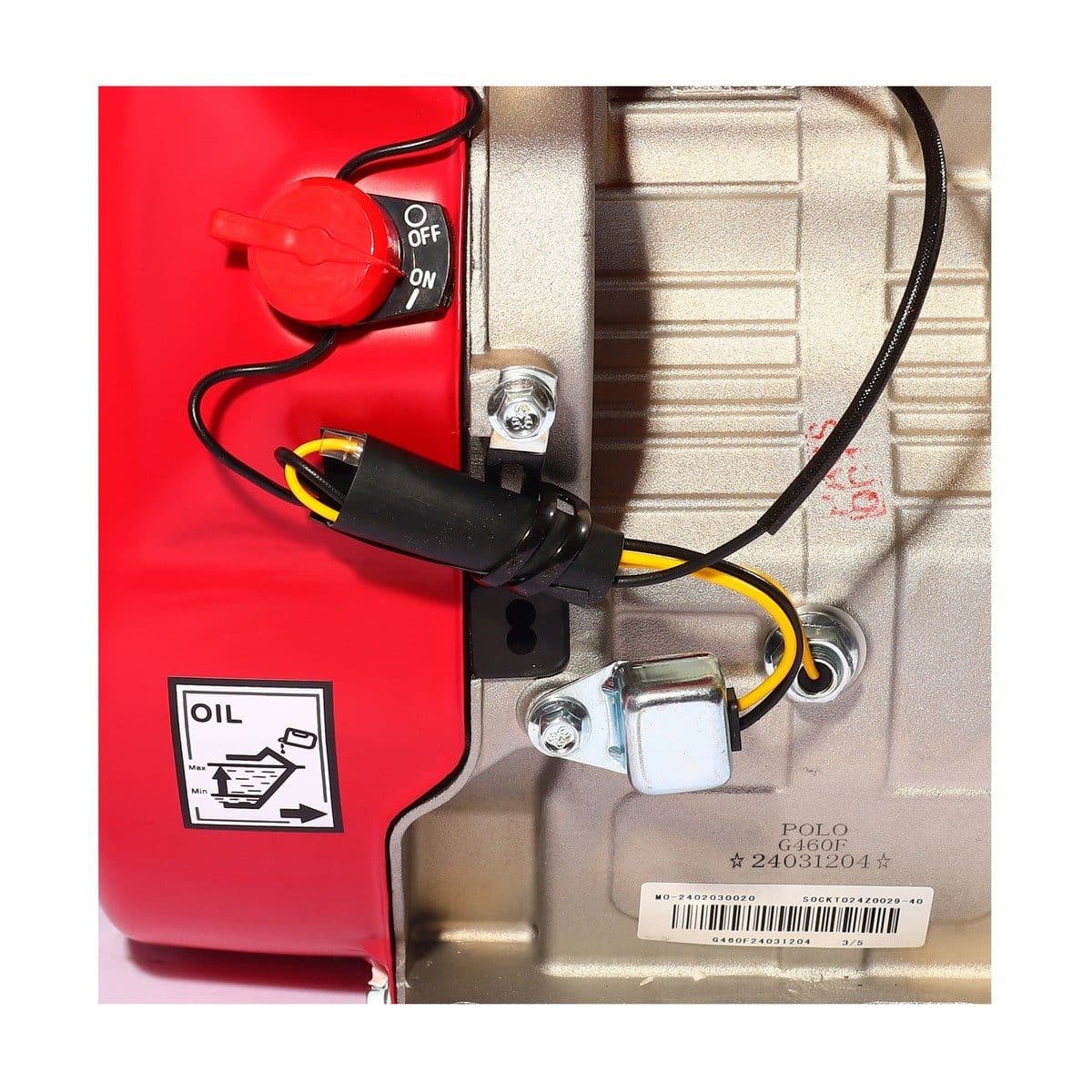 POLO เครื่องยนต์ เบนซิน 4 จังหวะ กำลังเครื่องยนต์ 16.0 แรงม้า รุ่น G460F กระบอกสูบ 458 ซีซี ถังน้ำมัน 6.5 ลิตร สตาร์ทมือ (โปโล)