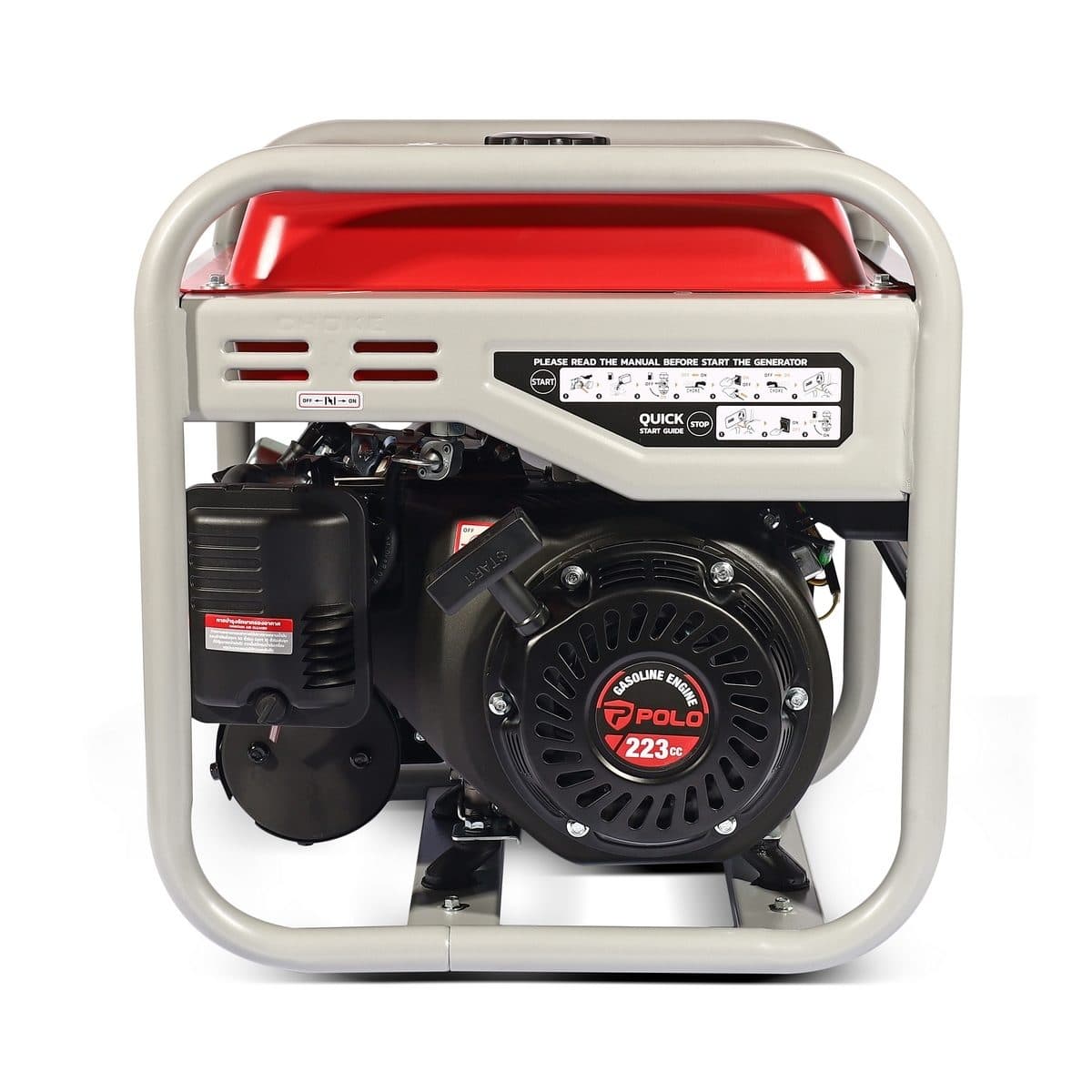 POLO เครื่องปั่นไฟเบนซิน Inverter กำลังไฟ 3.5 กิโลวัตต์ กำลังเครื่องยนต์ 7.5 แรงม้า รุ่น GT4500I กระบอกสูบ 223 ซีซี ถังน้ำมัน 7.5 ลิตร สตาร์