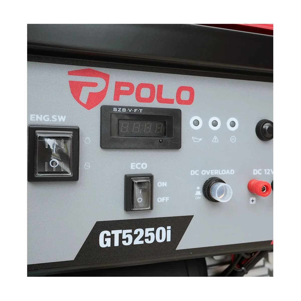 POLO เครื่องปั่นไฟเบนซิน Inverter กำลังไฟ 4.2 กิโลวัตต์ กำลังเครื่องยนต์ 7.5 แรงม้า รุ่น GT5250I กระบอกสูบ 223 ซีซี ถังน้ำมัน 11 ลิตร สตาร์ท