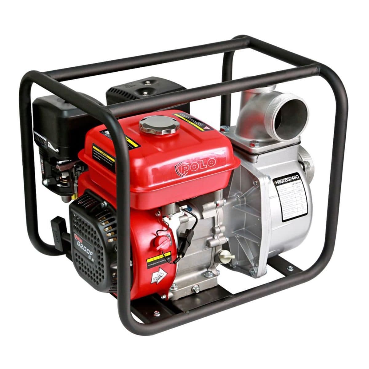 POLO ปั๊มน้ำเครื่องยนต์เบนซิน 4 จังหวะ 7.0 แรงม้า สตาร์ทมือ รุ่น H80ZB3248Q ท่อ 3 นิ้ว ดูดลึก 7 ม. ส่งสูง 32 ม. ปริมาณน้ำสูงสุด 60 ลบ.ม./ชม.