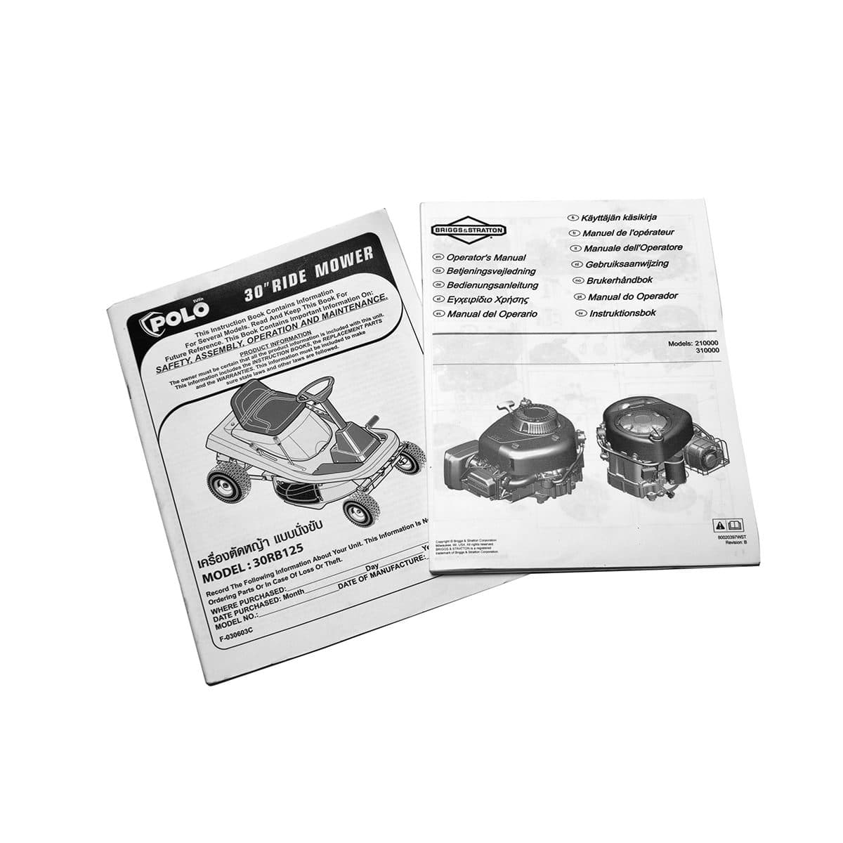 POLO รถตัดหญ้านั่งขับ 30 นิ้ว เครื่องยนต์ 12.5 แรงม้า ความจุกระบอกสูบ 344 ซีซี รุ่น 30HB125 ถังน้ำมัน 4.2 ลิตร ความสูงในการตัดหญ้า 20 - 90 ม