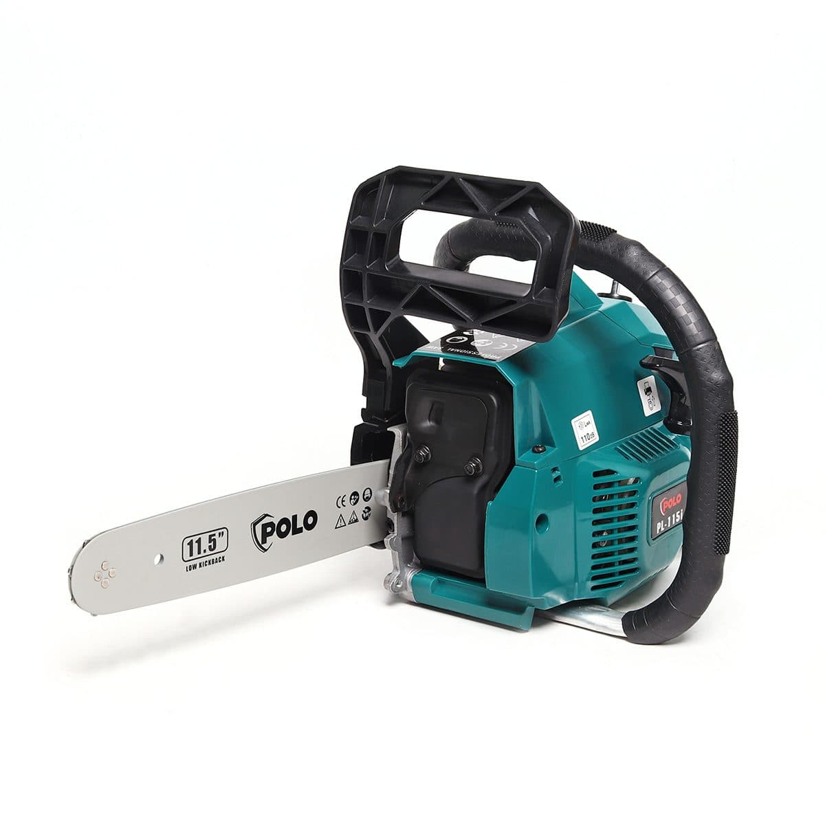 POLO เลื่อยโซ่ยนต์ 2 จังหวะ 0.92 แรงม้า ใบมีด 11.5 นิ้ว รุ่น PL-115I-B ความเร็วรอบ 3,500 รอบ/นาที ความจุถังน้ำมันเชื้อเพลิง 310 มล. สีฟ้า (โ