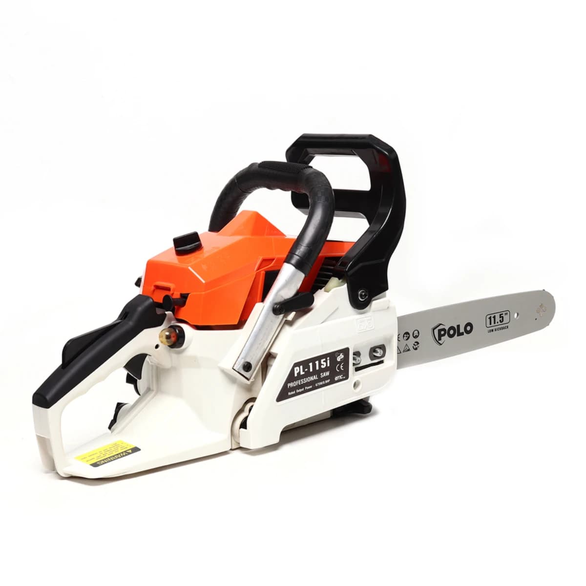 POLOเลื่อยโซ่ยนต์ 2 จังหวะ 0.92 แรงม้า ใบมีด 11.5 นิ้ว รุ่น PL-115I-B ความเร็วรอบ 3,500 รอบ/นาที ความจุถังน้ำมันเชื้อเพลิง 310 มล. สีส้ม (โป