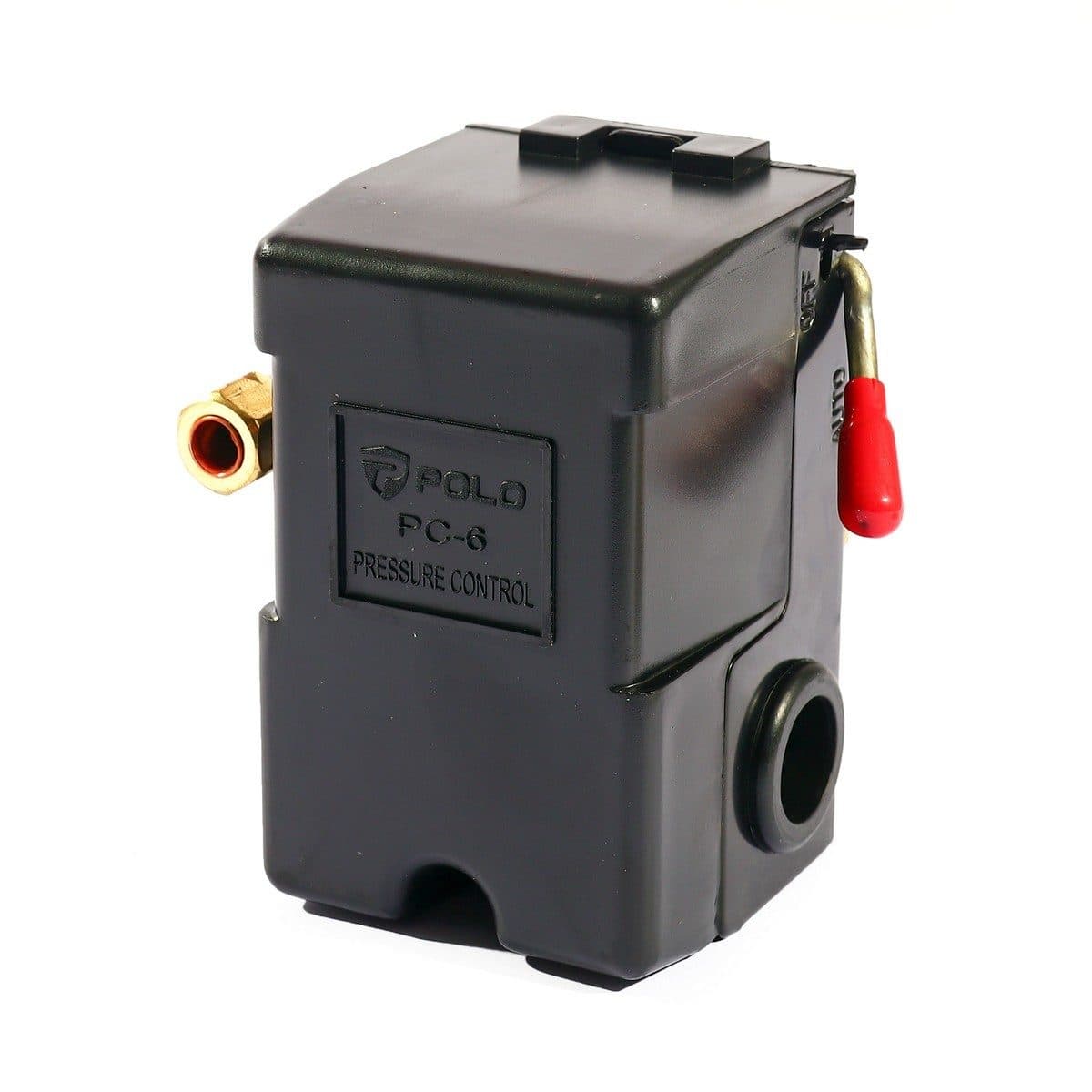 POLO สวิตช์ควบคุมแรงดัน ระบบลม (1 WAY) รุ่น PC-6 ช่วงแรงดัน 20-175 PSI ใช้งานสำหรับปั๊มลม (โปโล)