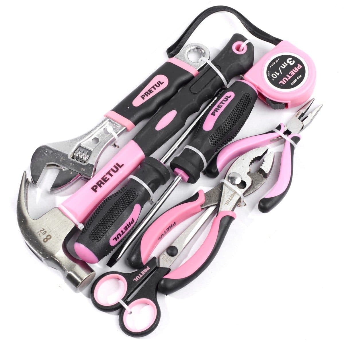 PRETUL ชุดกระเป๋าเครื่องมือช่าง 8 ชิ้น สีชมพู รุ่น 21251 (พรีทูล)