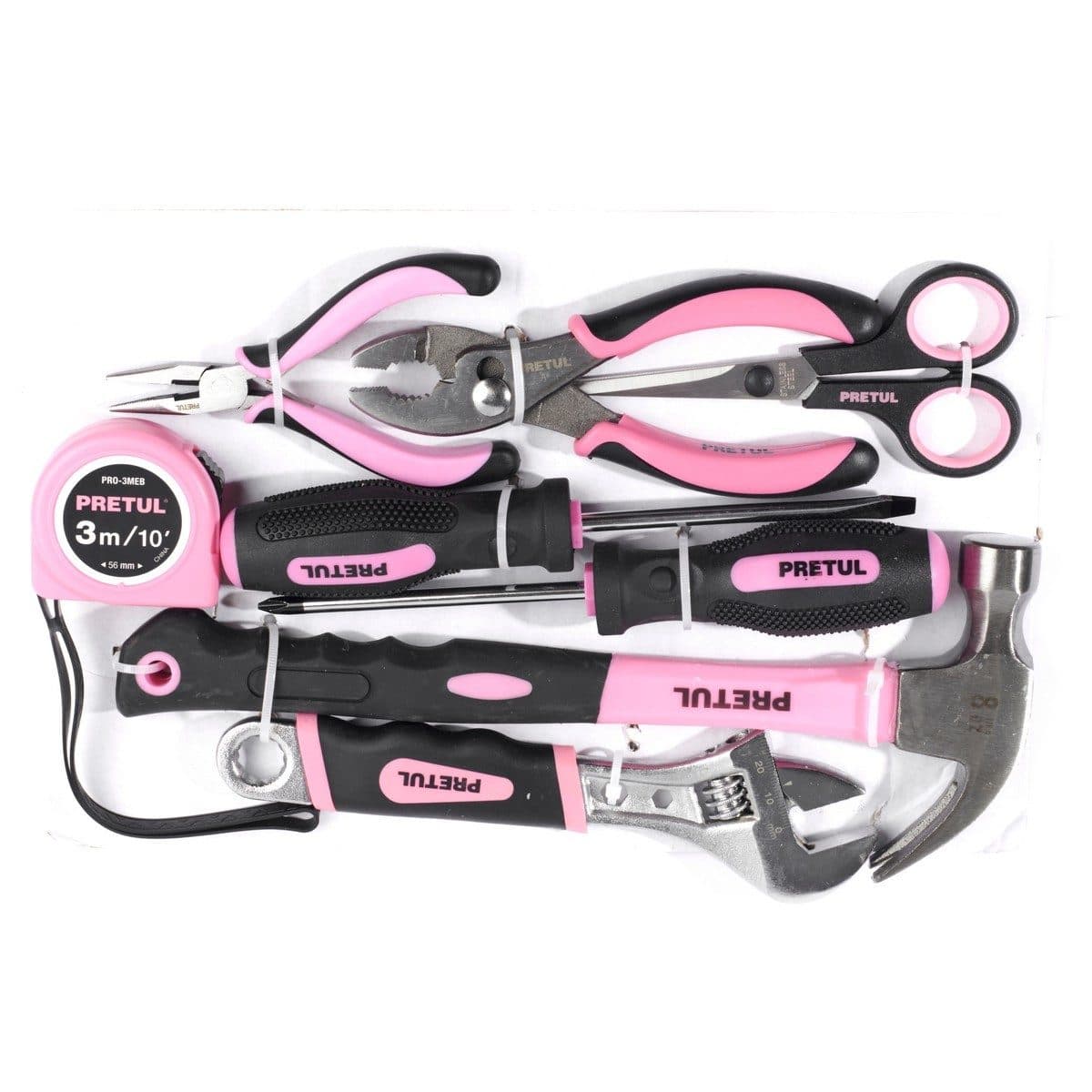 PRETUL ชุดกระเป๋าเครื่องมือช่าง 8 ชิ้น สีชมพู รุ่น 21251 (พรีทูล)