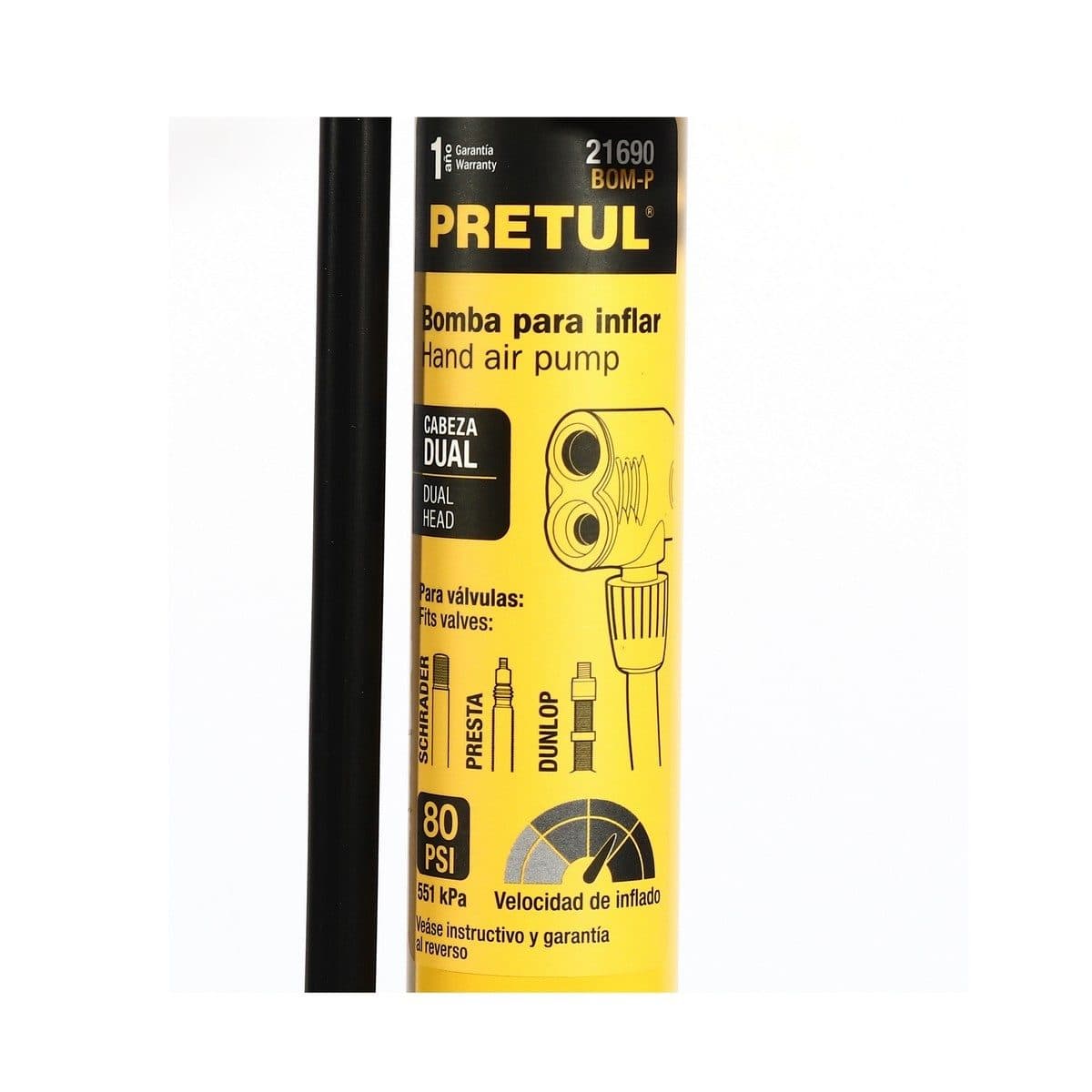 PRETUL ที่สูบลมจักรยาน 80 ปอนด์ กระบอกสูบเหล็ก รุ่น 21690 (พรีทูล)