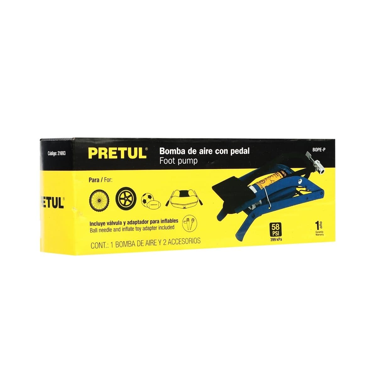 เครื่องสูบลมเท้าเหยียบ พรีทูล (PRETUL) รุ่น 21693 แรงดัน 58 บาร์