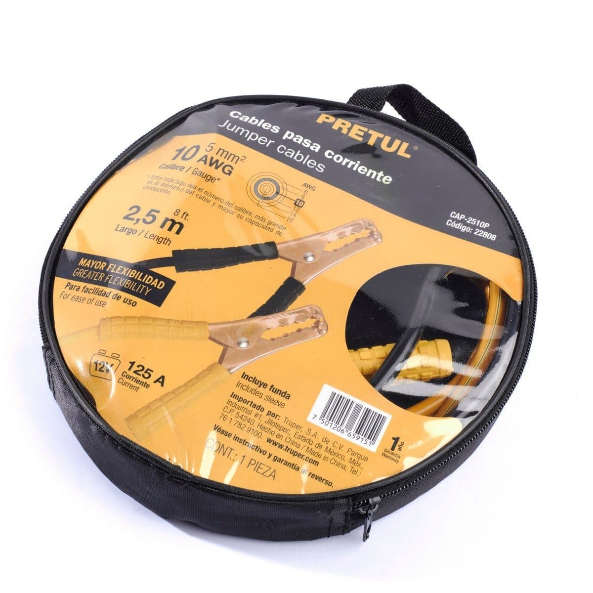 PRETUL สายพ่วงแบตเตอรี่รถยนต์ 10A ยาว 8 ฟุต รุ่น 22808 สีเหลือง-สีดำ (พรีทูล)