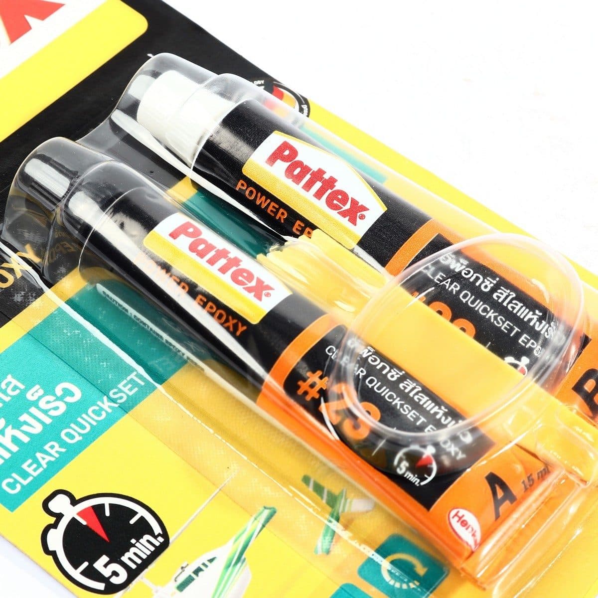 PATTEX (แพทเท็คส์) กาวอีพ๊อกซี่ใส #23 ชนิดแห้งเร็ว เหมาะสำหรับซ่อมแซม ติดวัสดุหลายประเภท (แพ็ค 2 ชิ้น)