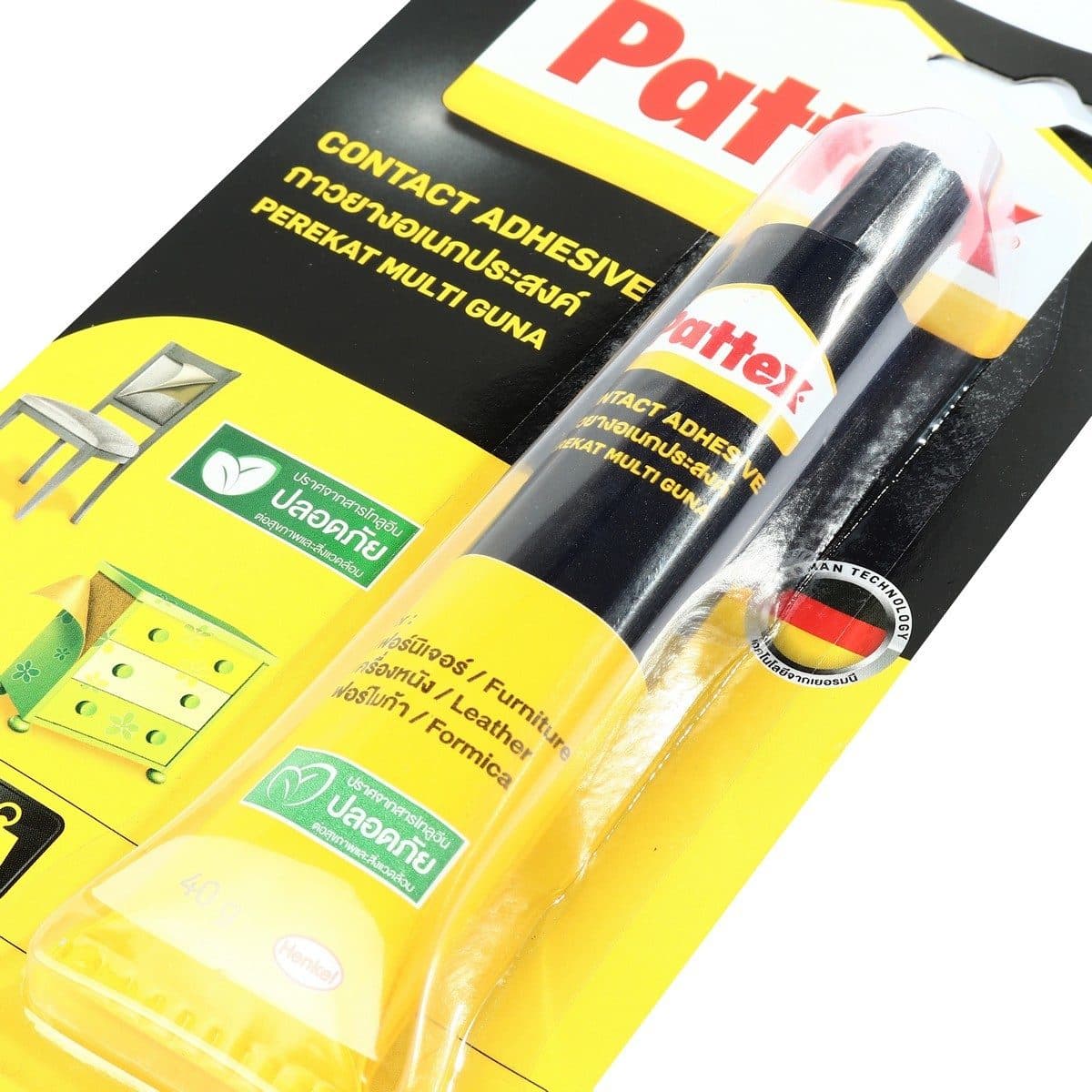 PATTEX (แพทเท็คส์) กาวยาง ขนาด 40 กรัม สำหรับงานเฟอร์นิเจอร์ รองเท้า เครื่องหนัง โฟเมก้า ไม้วีเนียร์ ไม้ปาร์เก้ และผ้า