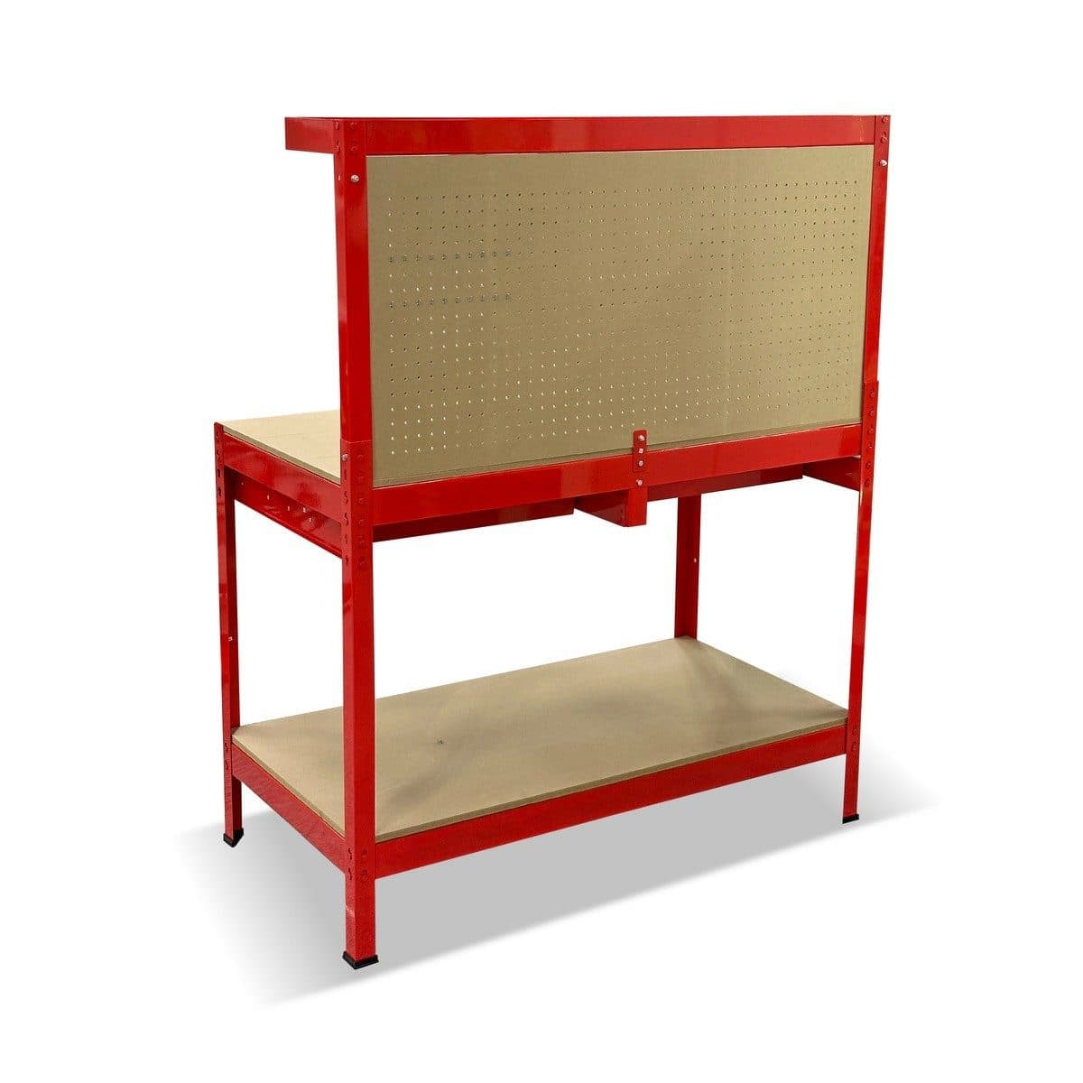 POLO โต๊ะเครื่องมือช่าง 1210X610X1500 มม. รับน้ำหนัก 100 กก. รุ่น YH-WT006 ผนังด้านหลังสามารถแขวนอุปกรณ์ได้ มีลิ้นชัก 2 ช่อง (โปโล)