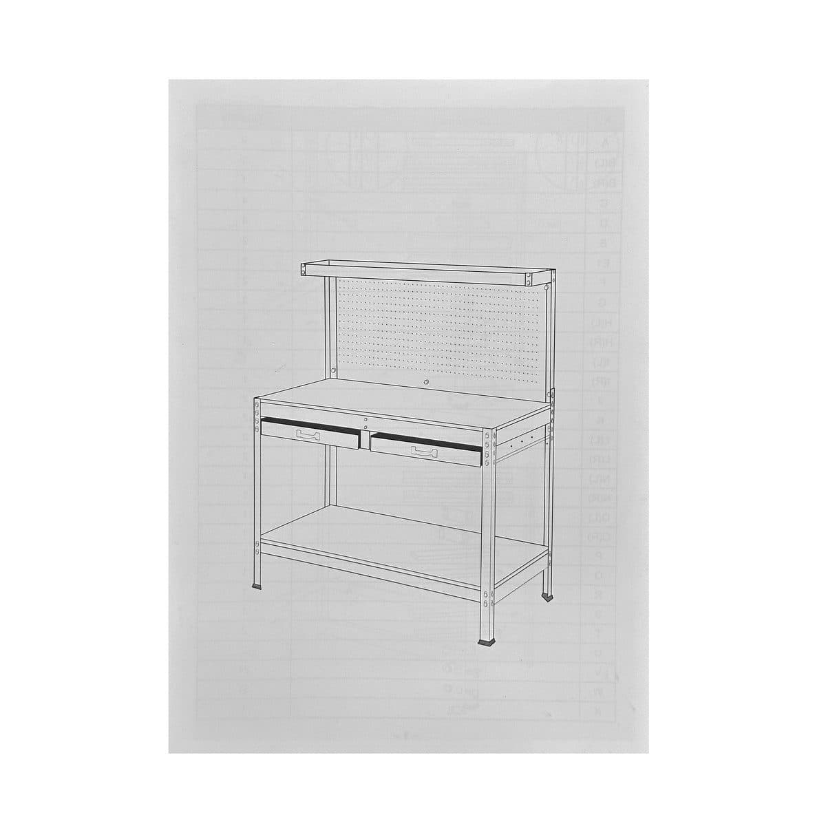 POLO โต๊ะเครื่องมือช่าง 1210X610X1500 มม. รับน้ำหนัก 100 กก. รุ่น YH-WT006 ผนังด้านหลังสามารถแขวนอุปกรณ์ได้ มีลิ้นชัก 2 ช่อง (โปโล)