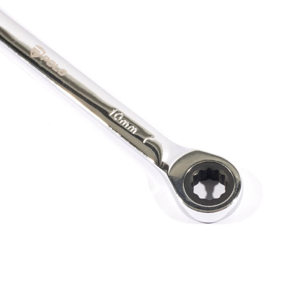 POLO ประแจแหวนเกียร์ เบอร์ 10 ยาว 160 มม. ทำงานด้วยมุมขับเพียง 5 องศา แรงบิดสูงด้วยมุมจับรอบทิศทาง