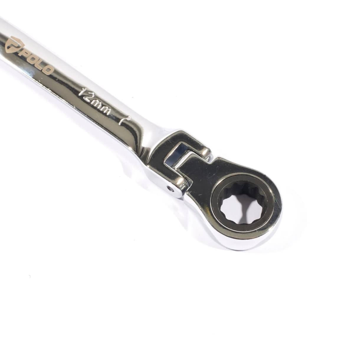 POLO ประแจแหวนเกียร์คอพับ เบอร์ 12 ยาว 172 มม. รอบปรับ 5 องศา 72 ฟัน คอปรับได้ 180 องศา (โปโล)