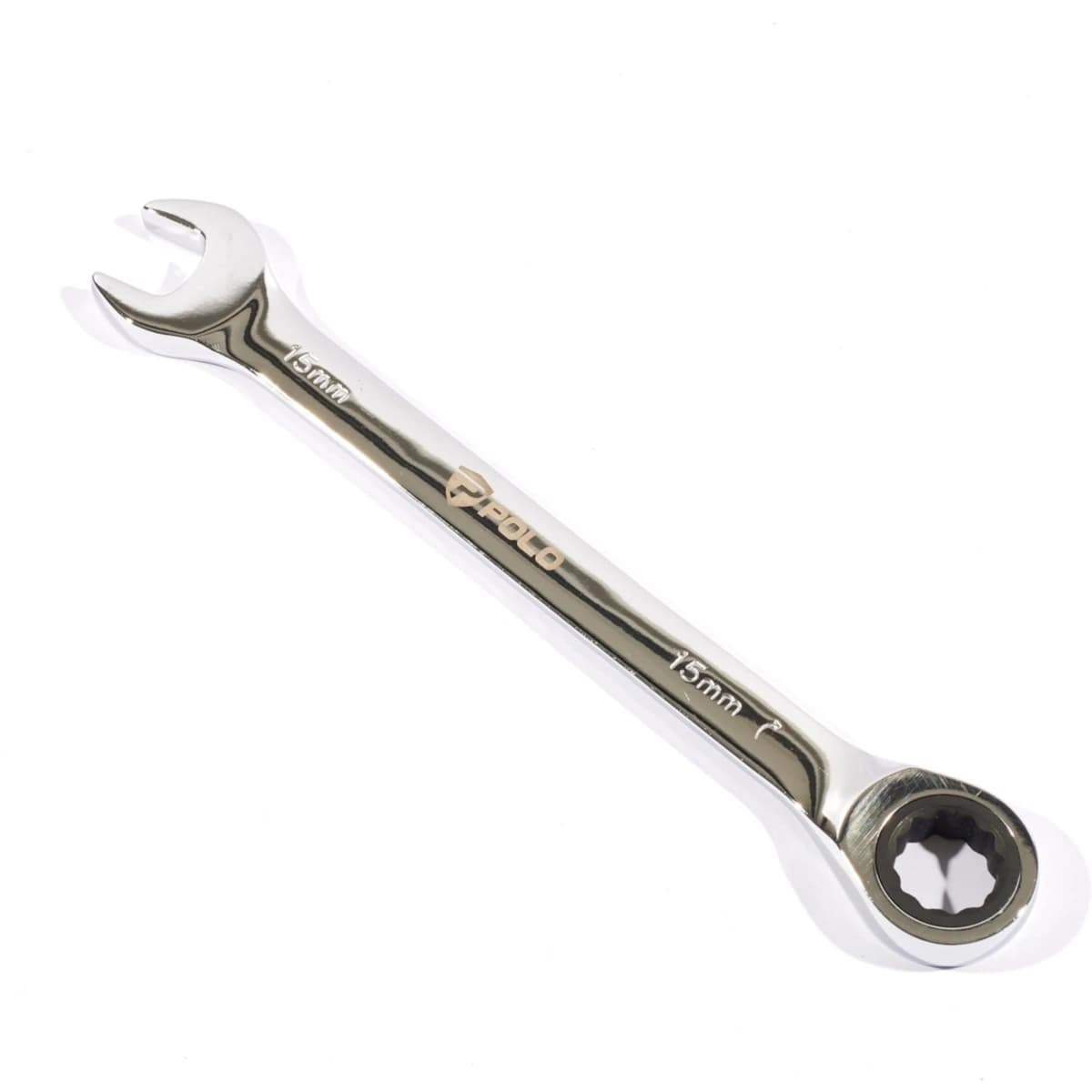 POLO ประแจแหวนเกียร์ เบอร์ 15 ยาว 200.5 มม. ทำงานด้วยมุมขับเพียง 5 องศา แรงบิดสูงด้วยมุมจับรอบทิศทาง (โปโล)