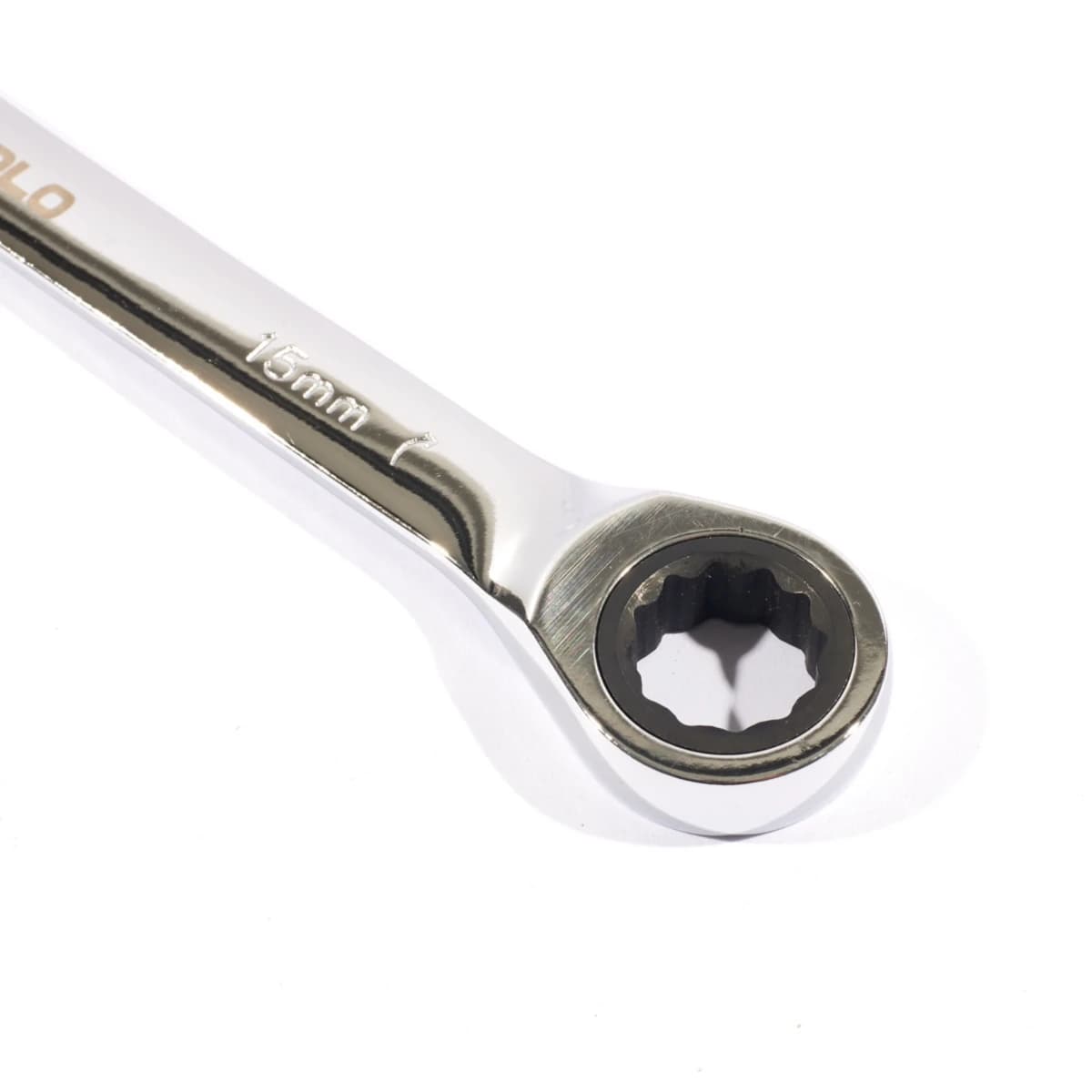 POLO ประแจแหวนเกียร์ เบอร์ 15 ยาว 200.5 มม. ทำงานด้วยมุมขับเพียง 5 องศา แรงบิดสูงด้วยมุมจับรอบทิศทาง (โปโล)