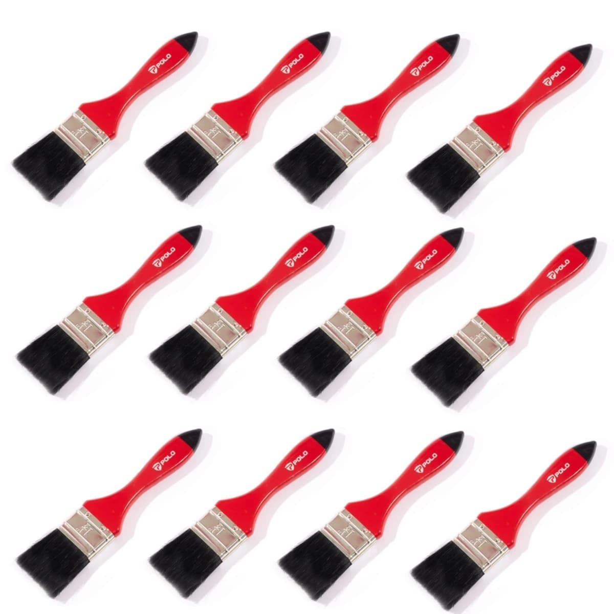 POLO แปรงทาสีขนดำ ขนาด 1-1/2 นิ้ว รุ่น GD ด้ามครีม ทำจากขนสัตว์ 40% + พลาสติก 60% แข็งแรง ทนทาน (12 ชิ้น/กล่อง) (โปโล)