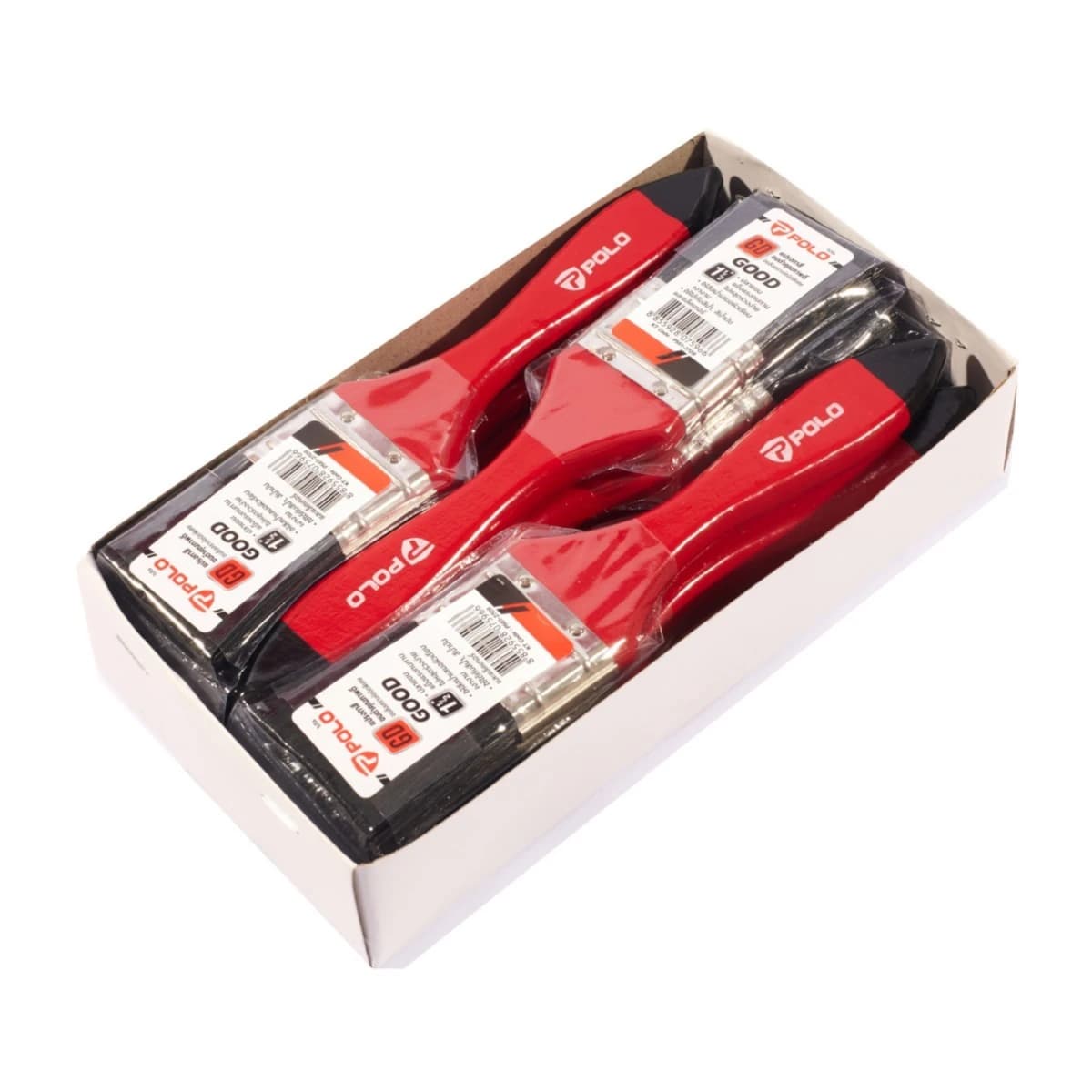 POLO แปรงทาสีขนดำ ขนาด 1-1/2 นิ้ว รุ่น GD ด้ามครีม ทำจากขนสัตว์ 40% + พลาสติก 60% แข็งแรง ทนทาน (12 ชิ้น/กล่อง) (โปโล)