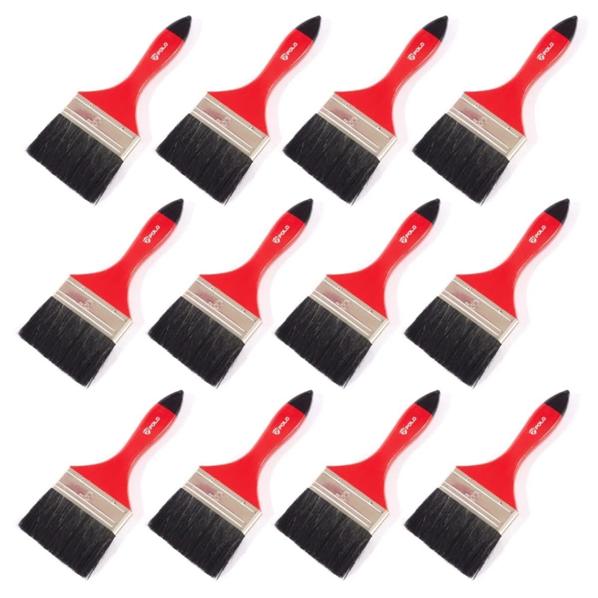 POLO แปรงทาสีขนดำ ขนาด 3 นิ้ว รุ่น GD ด้ามครีม ทำจากขนสัตว์ 40% + พลาสติก 60% แข็งแรง ทนทาน (12 ชิ้น/กล่อง) (โปโล)