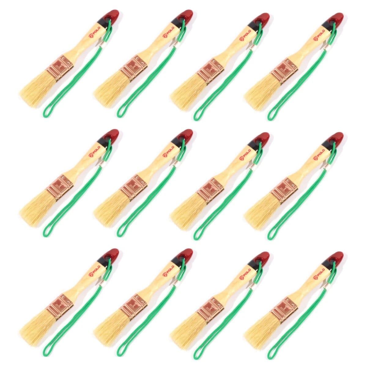 POLO แปรงทาสีขนขาว ขนาด 1 นิ้ว รุ่น SP ด้ามไม้ ทำจากขนสัตว์ 70% + พลาสติก 30% แข็งแรง ทนทาน (12 ชิ้น/กล่อง) (โปโล)