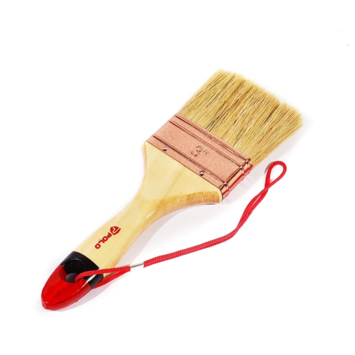 POLO แปรงทาสีขนขาว ขนาด 3 นิ้ว รุ่น SP ด้ามไม้ ทำจากขนสัตว์ 70% + พลาสติก 30% แข็งแรง ทนทาน (12 ชิ้น/กล่อง) (โปโล)