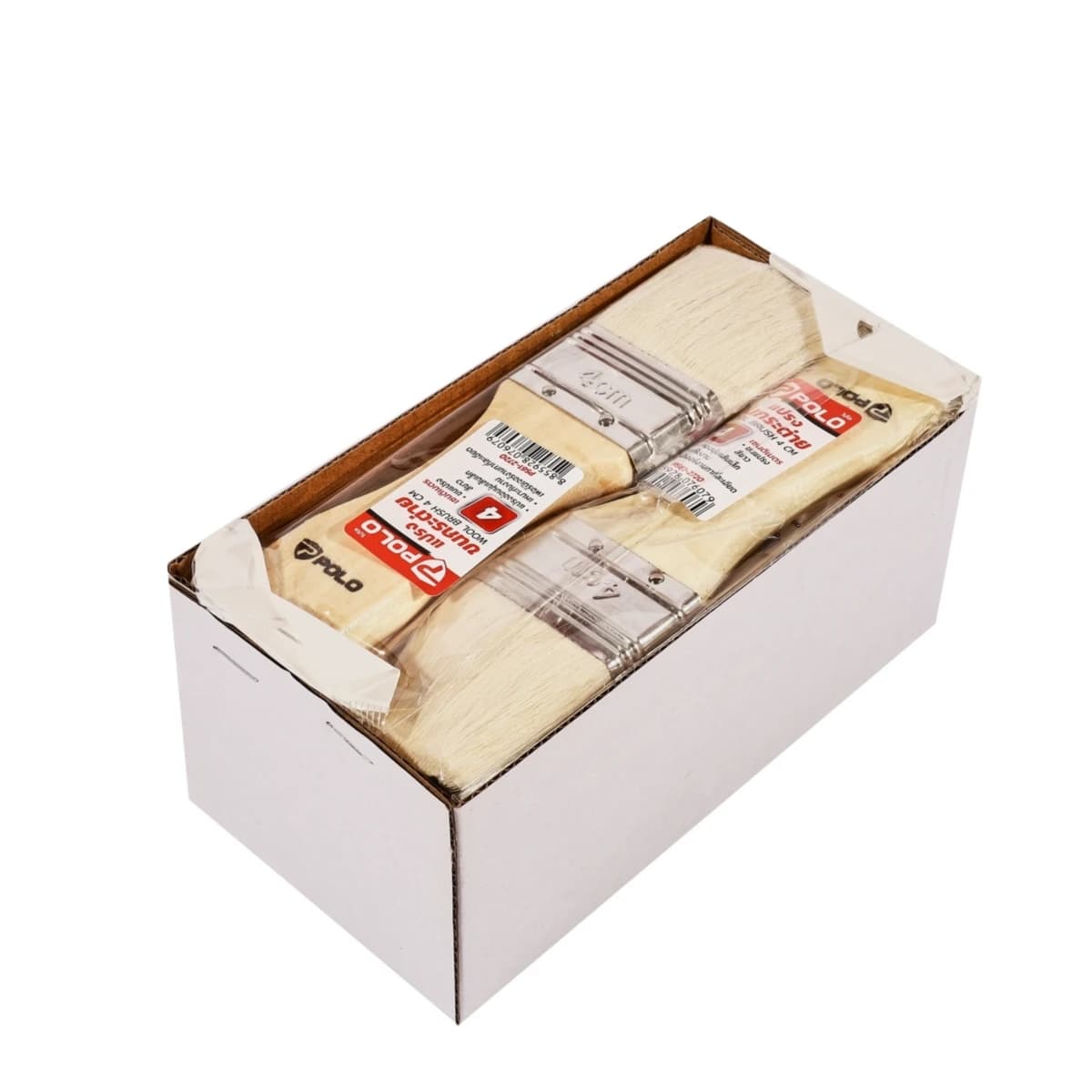 POLO แปรงทาสีขนกระต่าย ขนาด 4 ซม. ขนแปรงละเอียดและซึมซับน้ำได้ดี เหมาะกับงานเฟอร์นิเจอร์ (12 ชิ้น/กล่อง) (โปโล)