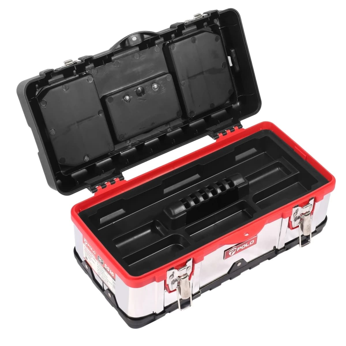 POLO กล่องเครื่องมือสเตนเลส 16 นิ้ว รุ่น SS16 ผลิตจากสเตนเลส สำหรับจัดเก็บอุปกรณ์เครื่องมือช่าง (โปโล)