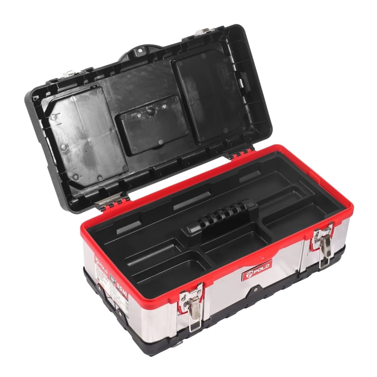 POLO กล่องเครื่องมือสเตนเลส 18 นิ้ว รุ่น SS18 ผลิตจากสเตนเลส สำหรับจัดเก็บอุปกรณ์เครื่องมือช่าง (โปโล)