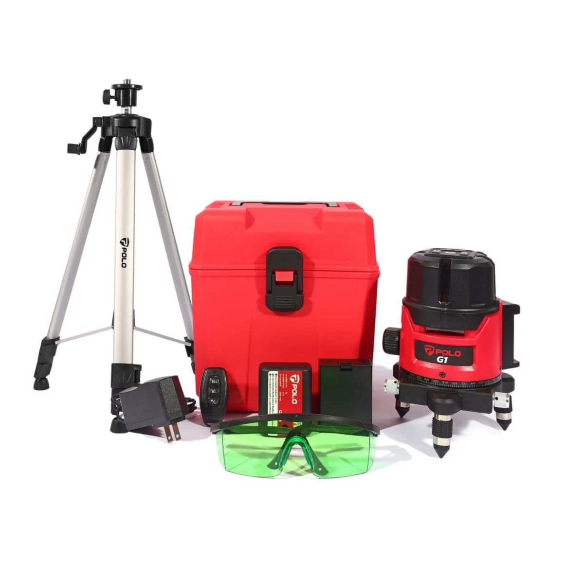 POLO เครื่องวัดระดับเลเซอร์ 5 เส้น แสงสีเขียว รุ่น G1 ยิงไกล 15-30 ม. สามารถหมุนได้ 360 องศา พร้อมขาตั้ง 1.5 ม. (โปโล)