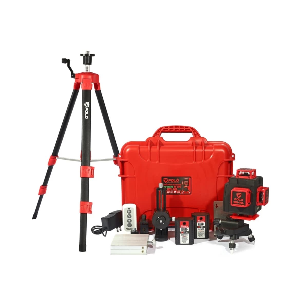 POLO เครื่องวัดระดับเลเซอร์ แสงสีเขียว 16 เส้น 4 มิติ รุ่น WG-16L แสงหมุนรอบด้าน 360 องศา พร้อมขาตั้ง 1.2 เมตร IP-54 (โปโล)