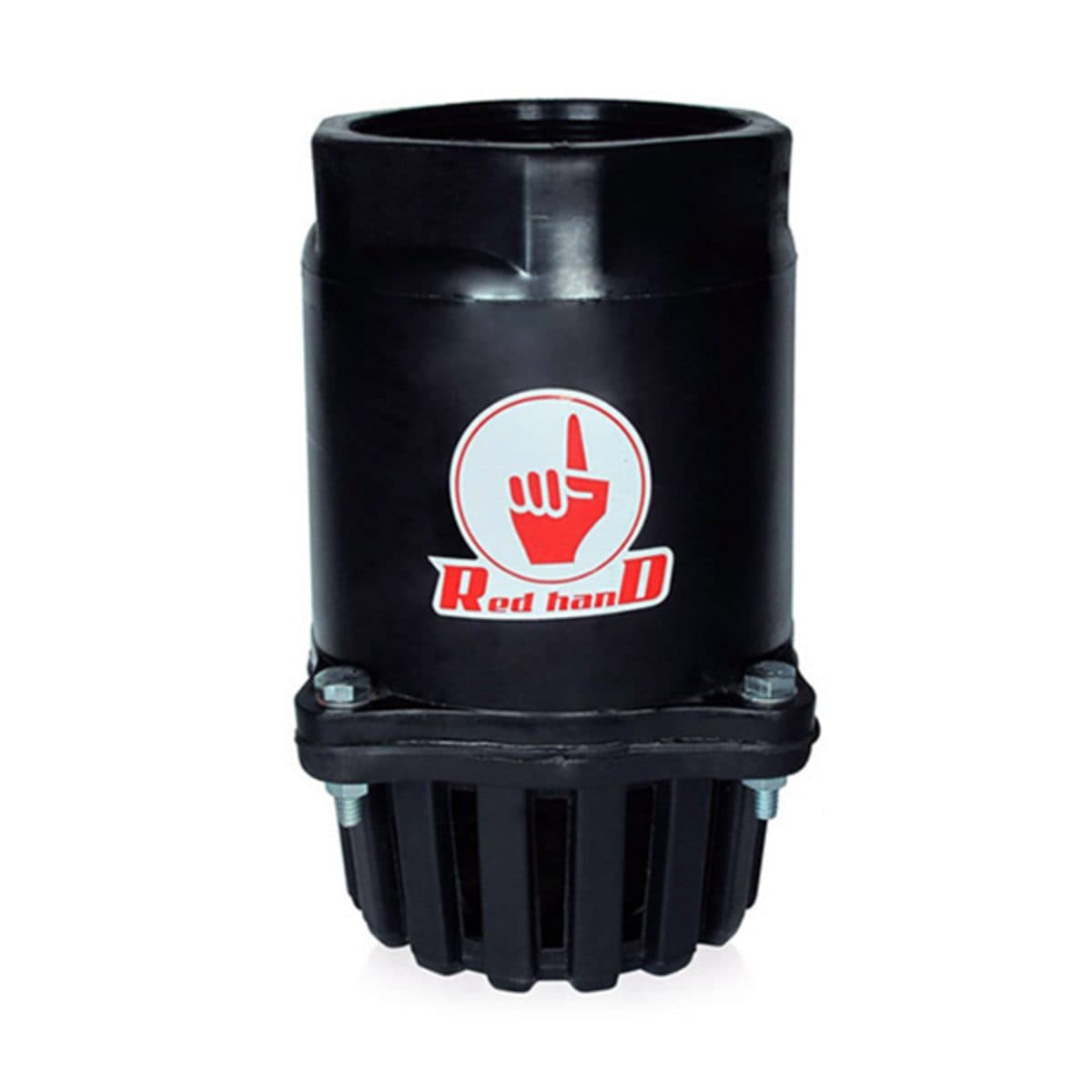 ฟุตวาล์วเกลียวในลิ้นสปริง สีดำ เรดแฮนด์ (REDHAND) ขนาด 3 นิ้ว จำนวน 4 หู เปิดได้ถึง 90 องศา ทำให้น้ำเข้าได้โดยไม่เสียแรงปั๊ม ดูดน้ำได้เต็มที