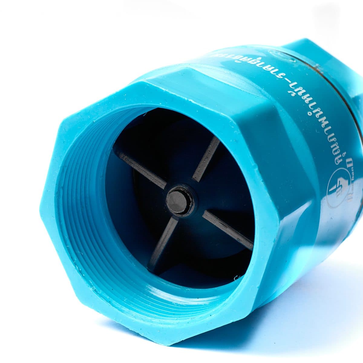 เช็ควาล์วเกลียวในลิ้นเตเปอร์ เรดแฮนด์ (REDHAND) ขนาด 2 นิ้ว สีฟ้า วาล์วชนิดปิดกั้นนํ้า ให้ไหลไปในทางเดียว เพื่อป้องกันการไหลย้อนกลับของน้ำ