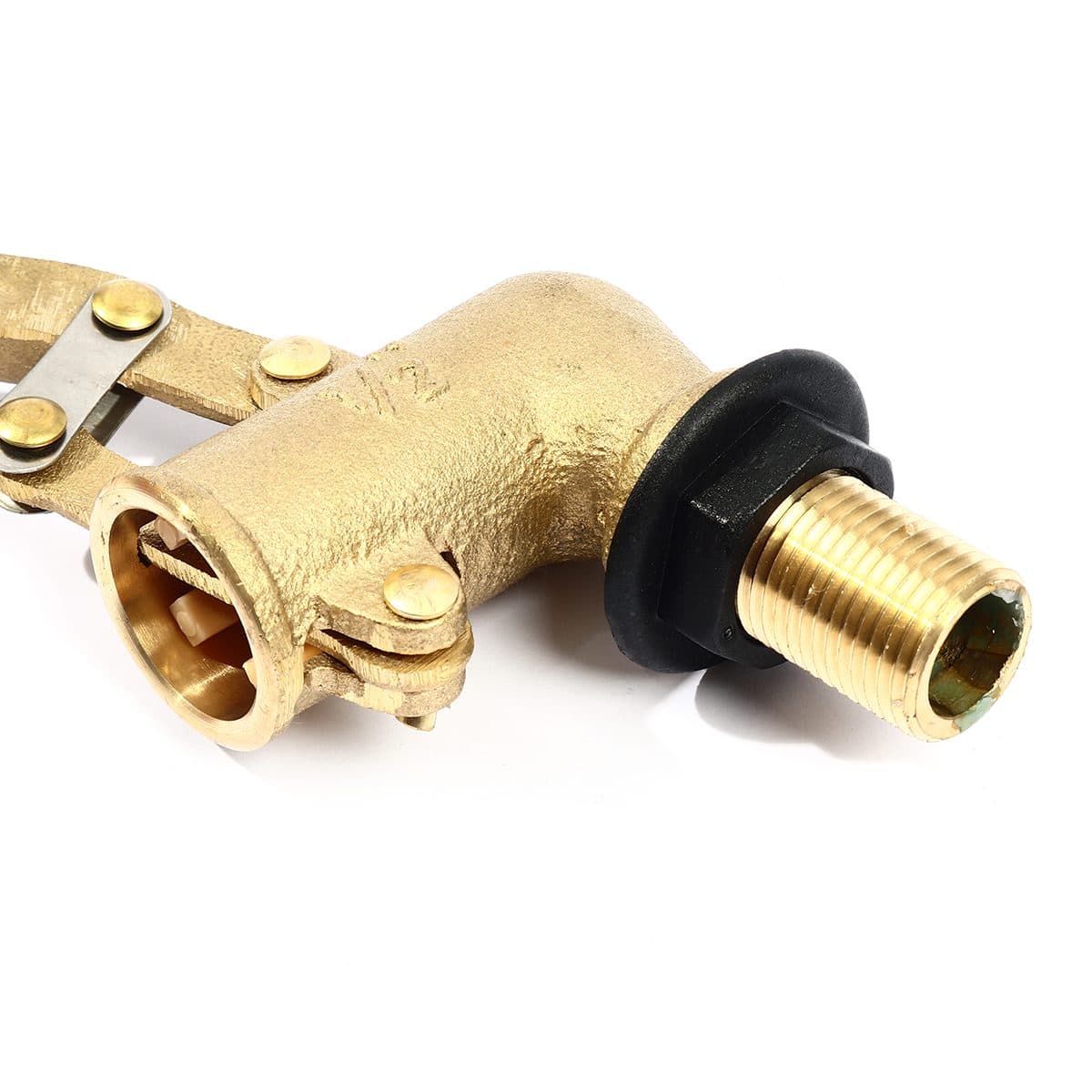 ลูกลอยฉาก พลาสติก แบรนด์ อาร์เอ็ม (RM) ขนาด 1/2 นิ้ว (4 หุน) แหวนพลาสติก + ไส้พลาสติก ใช้สำหรับติดตั้งกับแท้งค์น้ำ ทำหน้าที่เปิด-ปิดวาล์วน้ำ