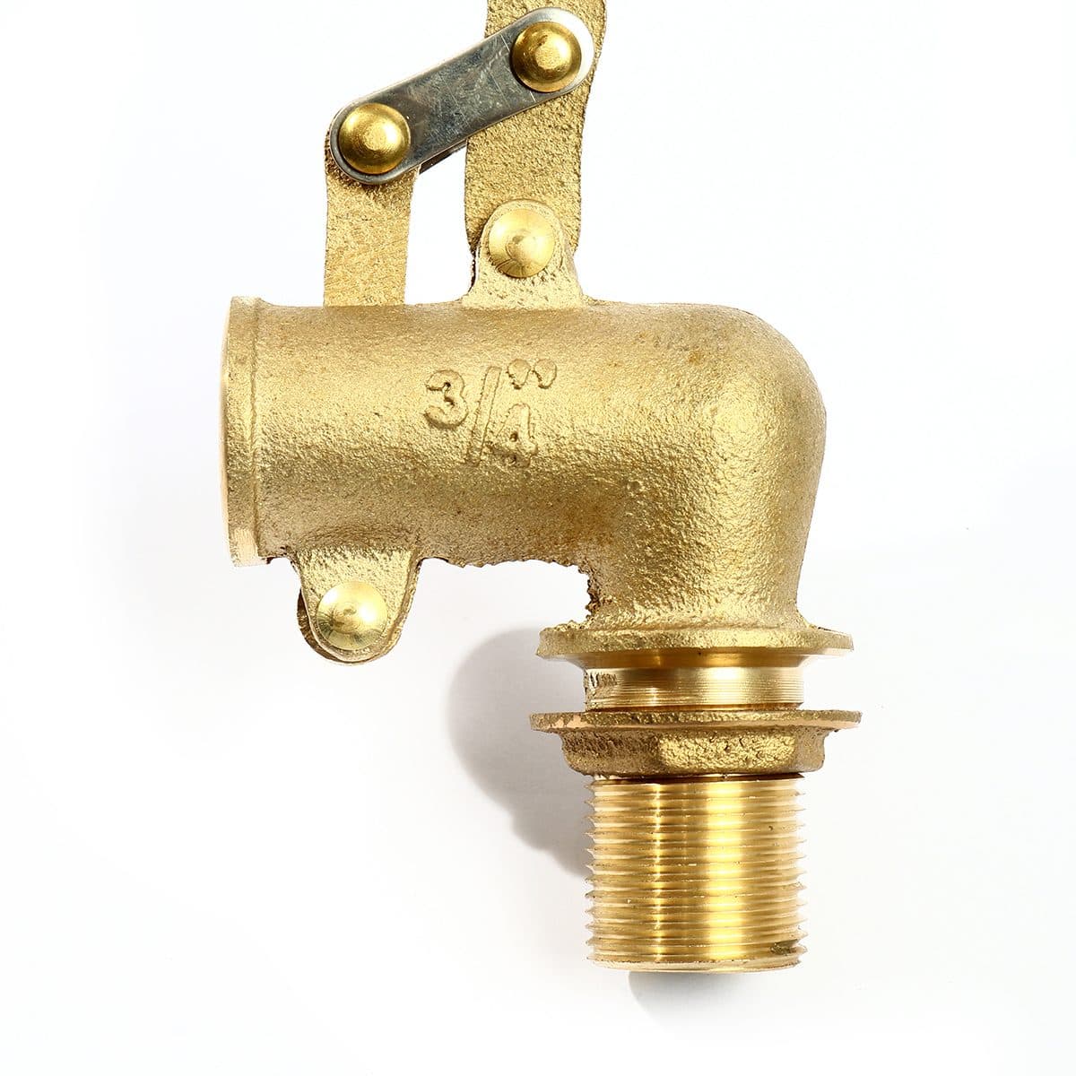 ลูกลอยฉาก พลาสติก แบรนด์ อาร์เอ็ม (RM) ขนาด 3/4 นิ้ว (6 หุน) แหวนทองเหลือง + ไส้ทองเหลือง ใช้สำหรับติดตั้งกับแท้งค์น้ำ ทำหน้าที่เปิด-ปิดวาล์