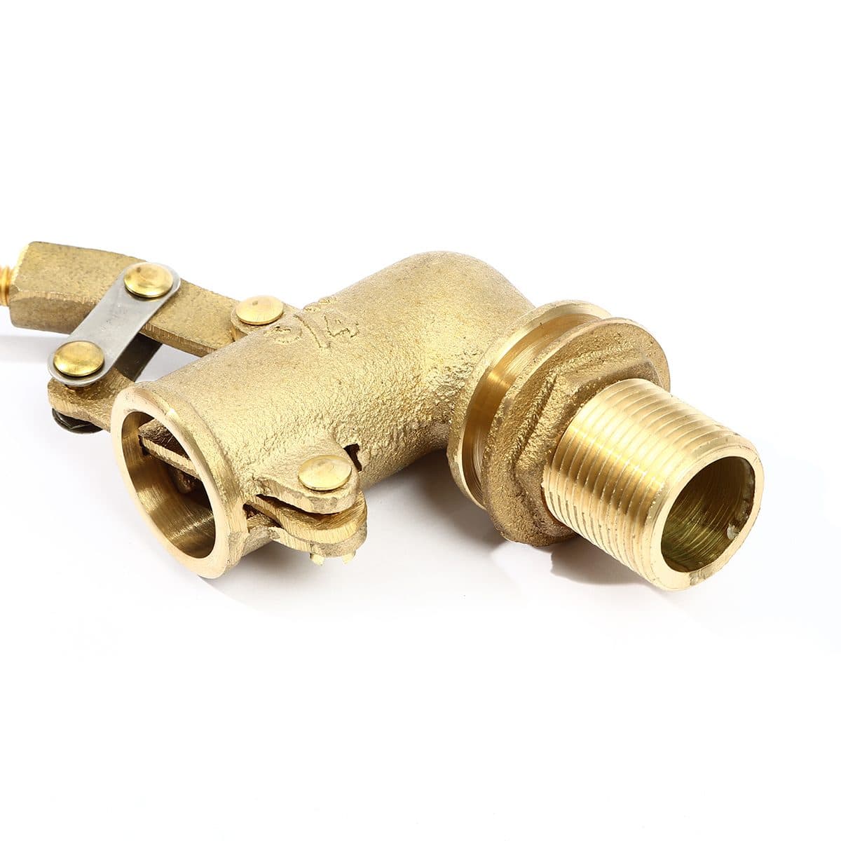 ลูกลอยฉาก พลาสติก แบรนด์ อาร์เอ็ม (RM) ขนาด 3/4 นิ้ว (6 หุน) แหวนทองเหลือง + ไส้ทองเหลือง ใช้สำหรับติดตั้งกับแท้งค์น้ำ ทำหน้าที่เปิด-ปิดวาล์