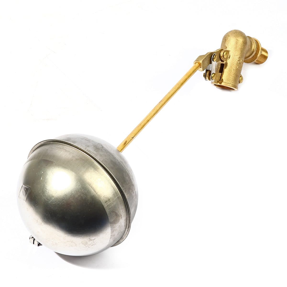 ลูกลอยฉาก สแตนเลส แบรนด์ อาร์เอ็ม (RM) ขนาด 1/2 นิ้ว (4 หุน) ใช้สำหรับติดตั้งกับแท้งค์น้ำ ทำหน้าที่เปิด-ปิดวาล์วน้ำในแท้งค์ ไม่เป็นสนิม