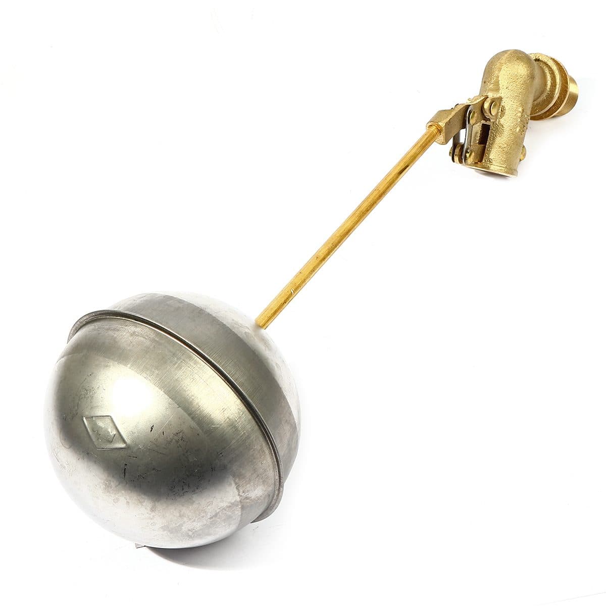 ลูกลอยฉาก สแตนเลส แบรนด์ อาร์เอ็ม (RM) ขนาด 3/4 นิ้ว (6 หุน) ใช้สำหรับติดตั้งกับแท้งค์น้ำ ทำหน้าที่เปิด-ปิดวาล์วน้ำในแท้งค์ ไม่เป็นสนิม