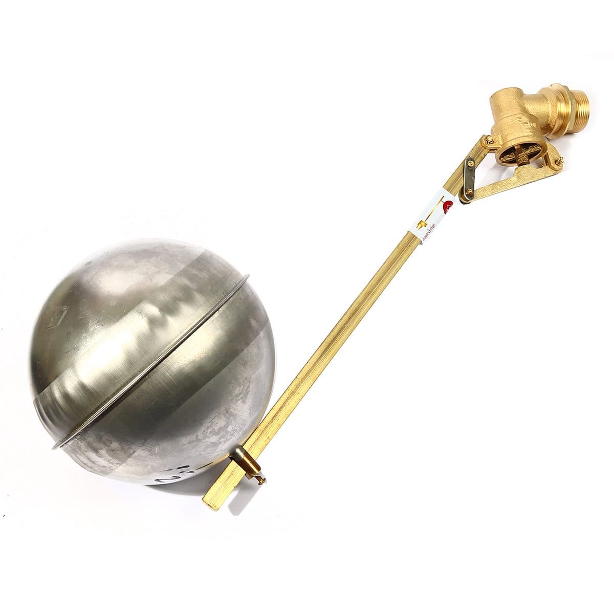 ลูกลอยฉาก สแตนเลส แบรนด์ อาร์เอ็ม (RM) ขนาด 1 1/2 นิ้ว ตั้งกับแท้งค์น้ำ ทำหน้าที่เปิด-ปิดวาล์วน้ำในแท้งค์ ไม่เป็นสนิม