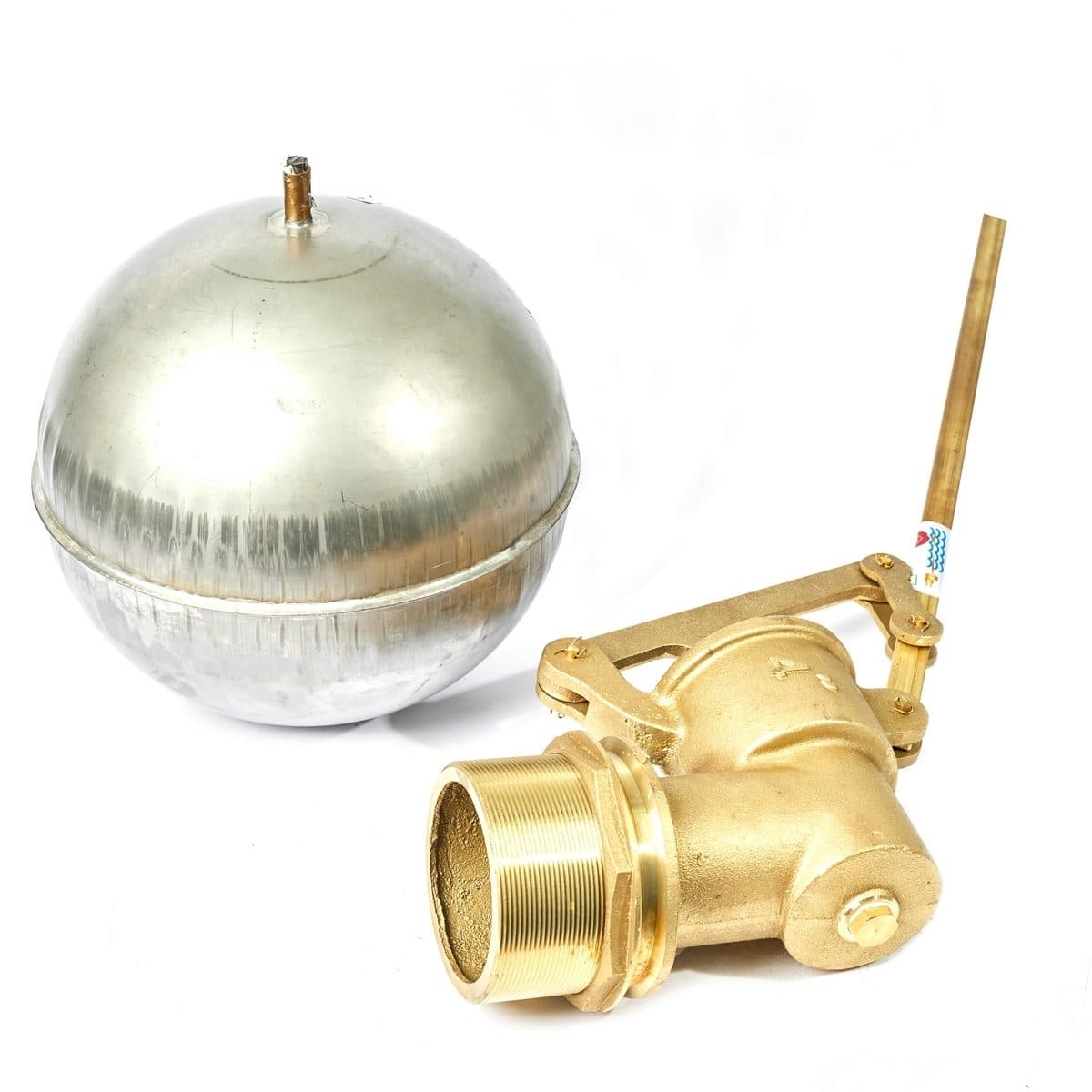 ลูกลอยฉาก สแตนเลส แบรนด์ อาร์เอ็ม (RM) ขนาด 4 นิ้ว ใช้สำหรับติดตั้งกับแท้งค์น้ำ ทำหน้าที่เปิด-ปิดวาล์วน้ำในแท้งค์ ไม่เป็นสนิม