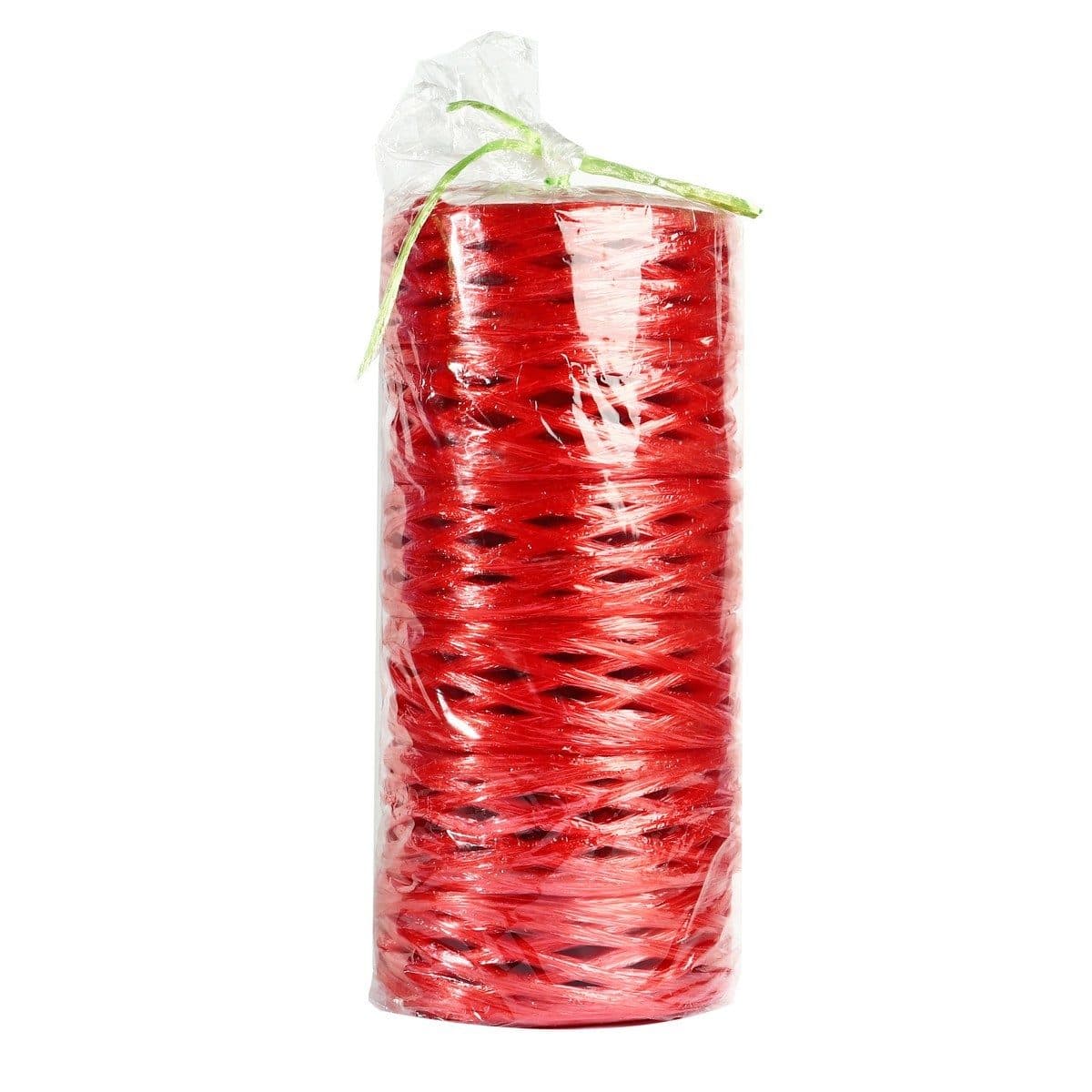 เรือใบ เชือกฟางเส้นกลาง สีแดง หน้ากว้างประมาณ 3 นิ้ว เหนียว ไม่ขาดง่าย (บรรจุ 6 ม้วน/แพ็ค)