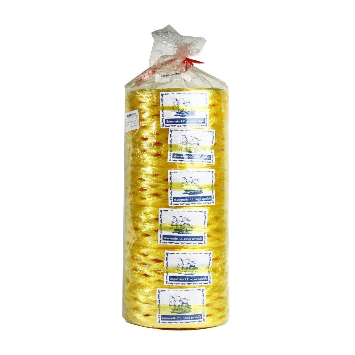 เรือใบ เชือกฟางเส้นกลาง สีเหลือง หน้ากว้างประมาณ 3 นิ้ว เหนียว ไม่ขาดง่าย (บรรจุ 6 ม้วน/แพ็ค)