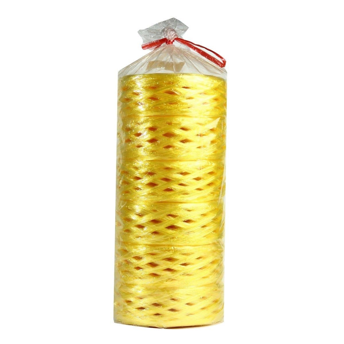 เรือใบ เชือกฟางเส้นกลาง สีเหลือง หน้ากว้างประมาณ 3 นิ้ว เหนียว ไม่ขาดง่าย (บรรจุ 6 ม้วน/แพ็ค)