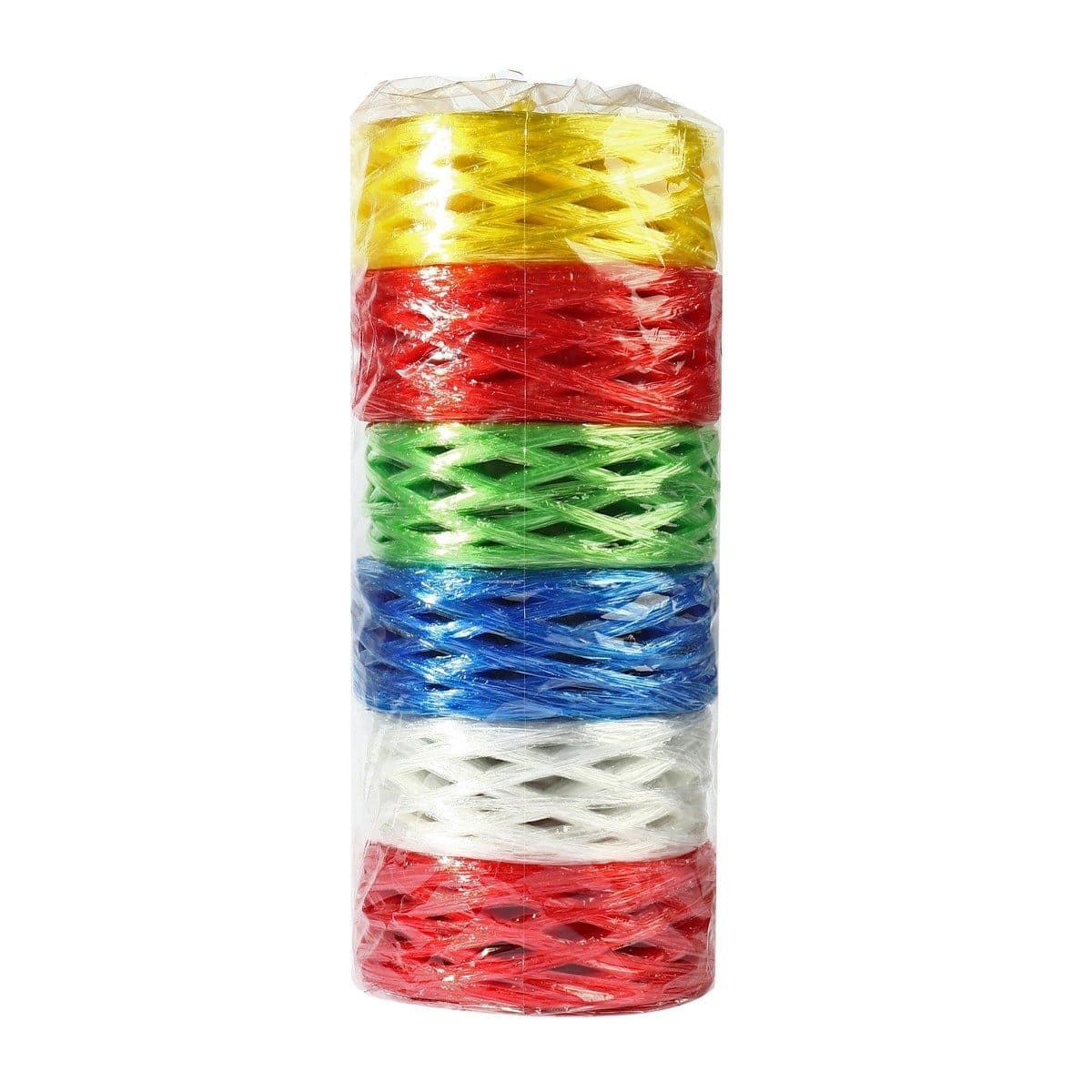 เรือใบ เชือกฟางเส้นกลาง คละสี หน้ากว้างประมาณ 3 นิ้ว เหนียว ไม่ขาดง่าย (บรรจุ 6 ม้วน/แพ็ค)